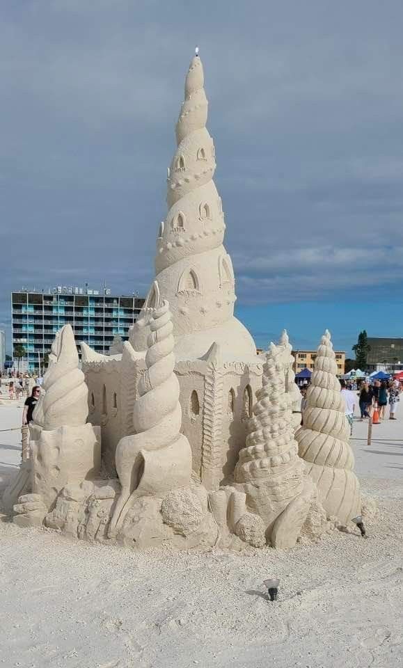 a sand castle made to look like it is on the beach