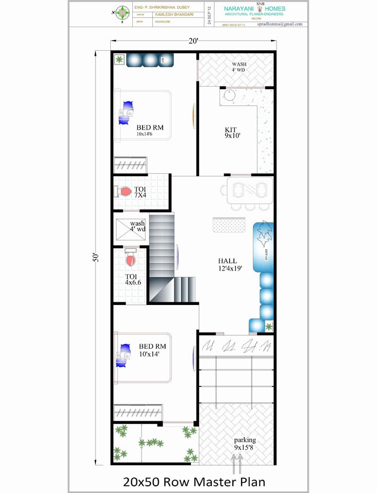 Image result for house plan 20 x 50 sq ft | 2bhk house plan, Narrow