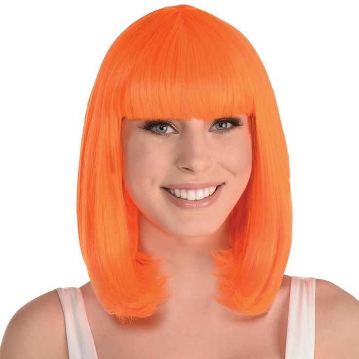 If you're putting together a chic and fashionable costume the Bob Wig is for you! This polyester wig features a long black bob cut. Use this bob wig as part of your movie character costume or to accessorize your cosplay look.pbLong Bob Wig product details:-b-pulli15 1-2in long-liliDoes not include shirt-liliOne size fits most-li-ul Halloween Costumes With Bob Wigs, Long Black Bob, Orange Wig With Bangs Black Women, Orange Bob, Long Bob Wig, Orange Wigs, Orange Bob Wig, Cosplay Wig Orange, Movie Character Costumes