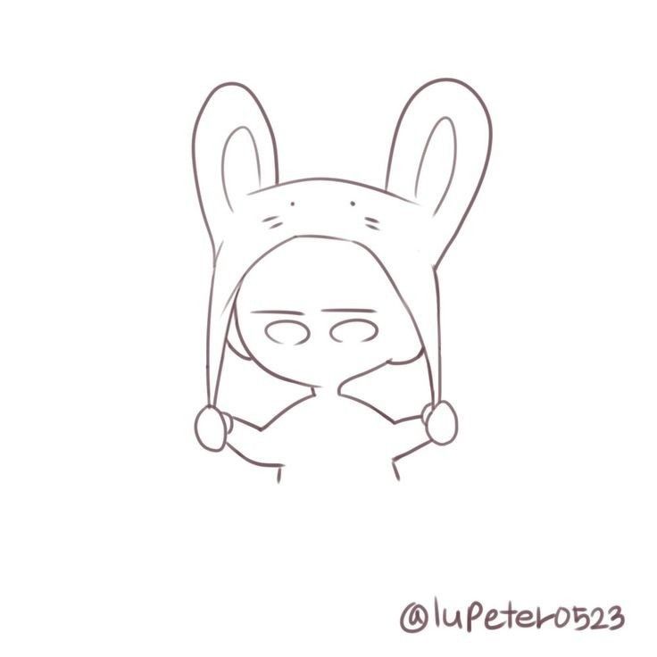 a drawing of a person with bunny ears