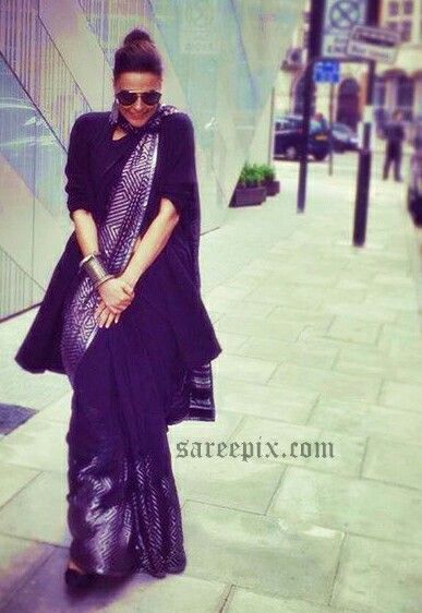 Winter Saree, Neha Dhupia, Lehenga Anarkali, Saree Drapes, Satya Paul, Bollywood Designer Sarees, Saree Black, Saree Drape, Saree Styling