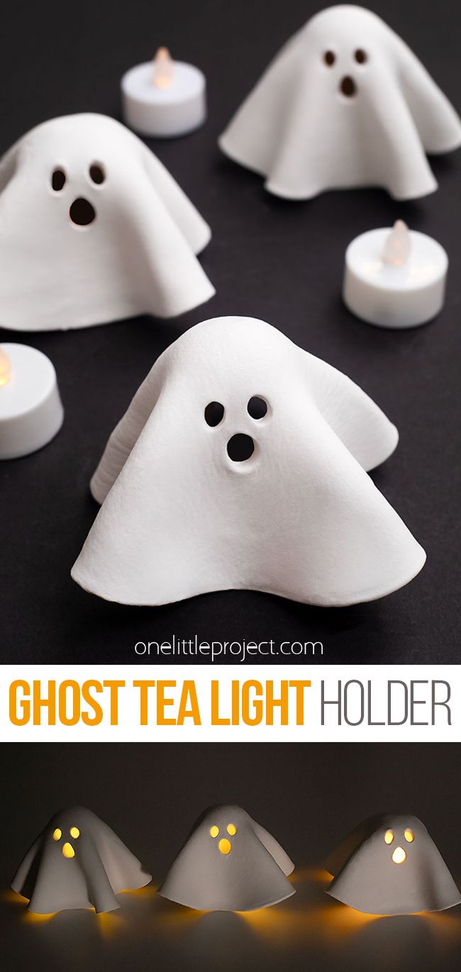 these ghost tea light holders are so cute and easy to make