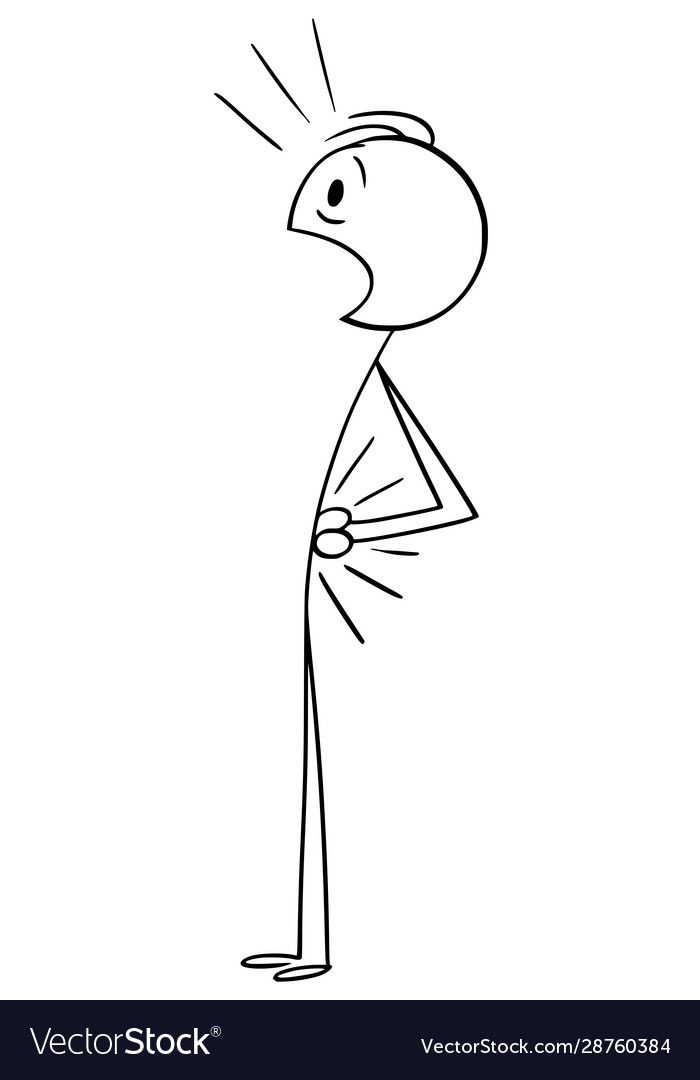 a cartoon stick figure with an angry look on his face and arms, looking up at something