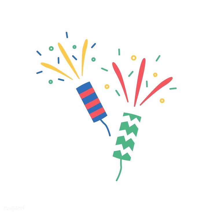 colorful fireworks and streamers on a white background