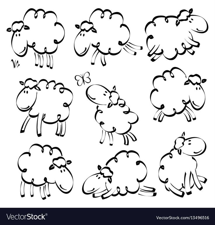 cartoon sheeps with different expressions and shapes stock photo ©p9782