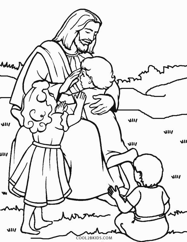 jesus and the children coloring pages