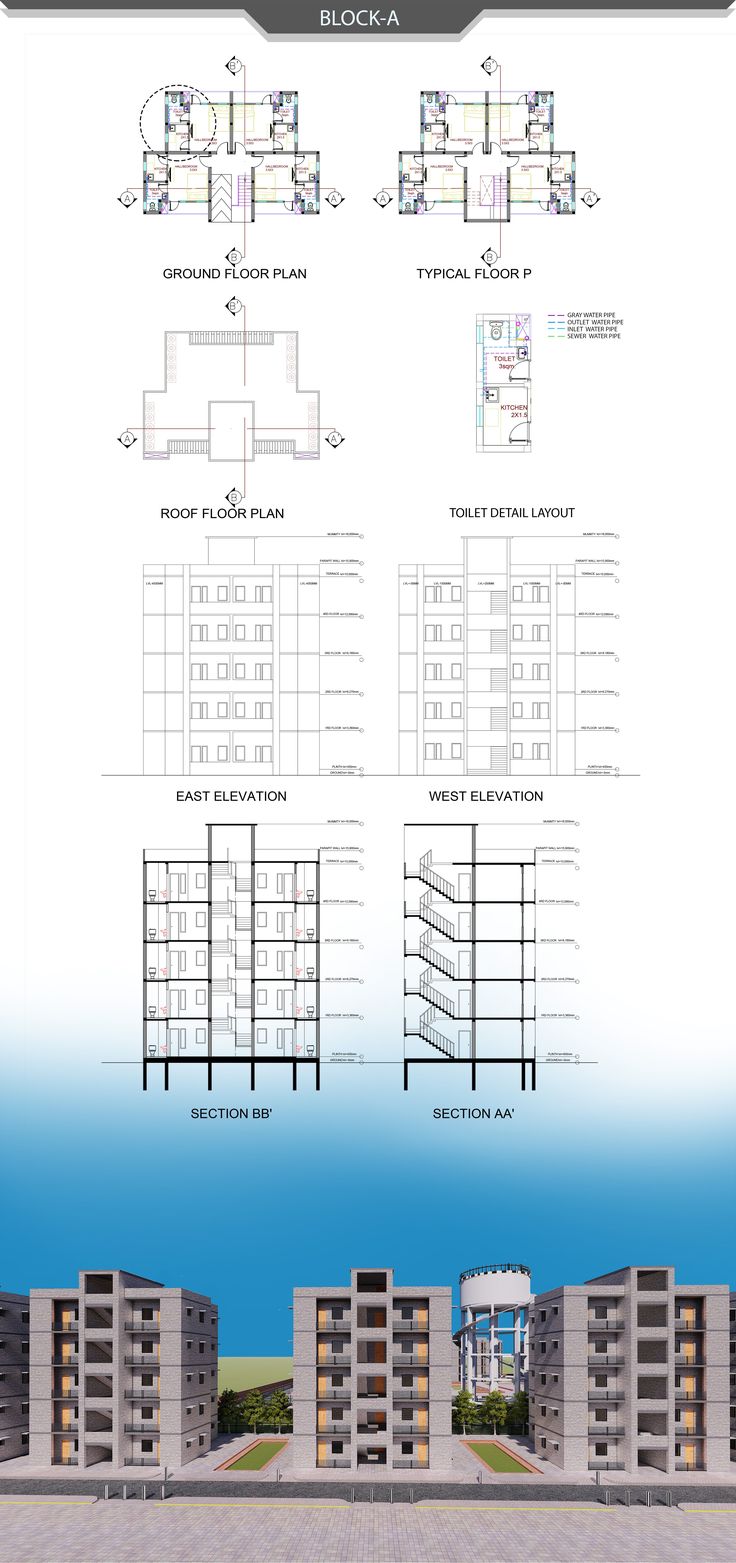 an architectural drawing shows the various sections of a building with different levels and heightss