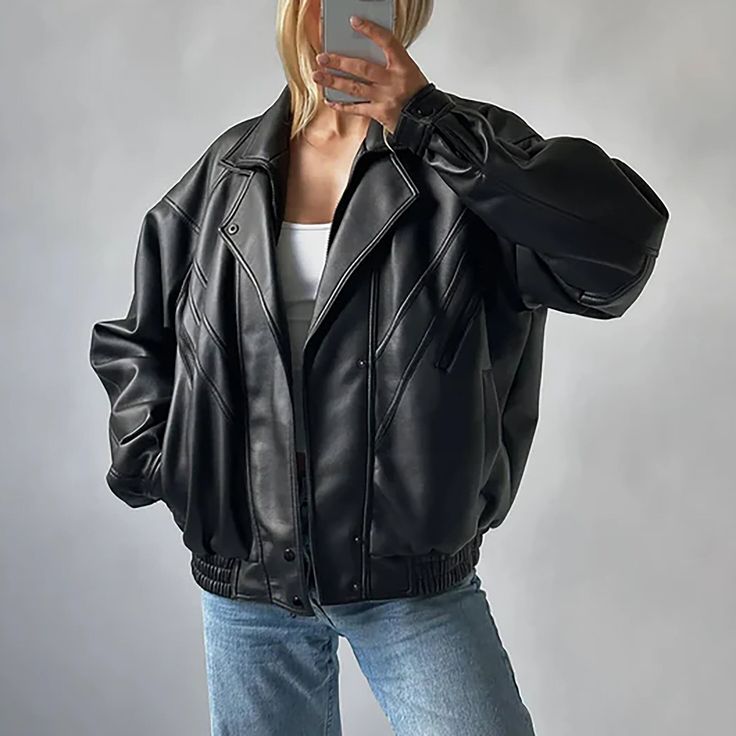 90s Womens Vintage Oversized Jacket, Women Casual Wear Genuine Leather Jacket 🌸The TOWNOFLEATHER soft and supple leather will mold to your body over time, providing a comfortable and personalized fit that you'll love.  **Please Make Sure** This is a modern fit jacket, so please refer to our size chart in the image gallery to ensure it fits properly.  For example, if your chest measurement is 37 to 38 Inches then select size "Medium" 🌸Express yourself in our 90's inspired oversized retro leathe