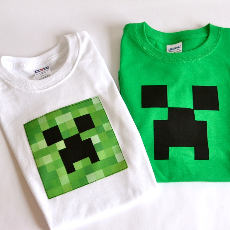 two t - shirts made to look like minecraft creepers