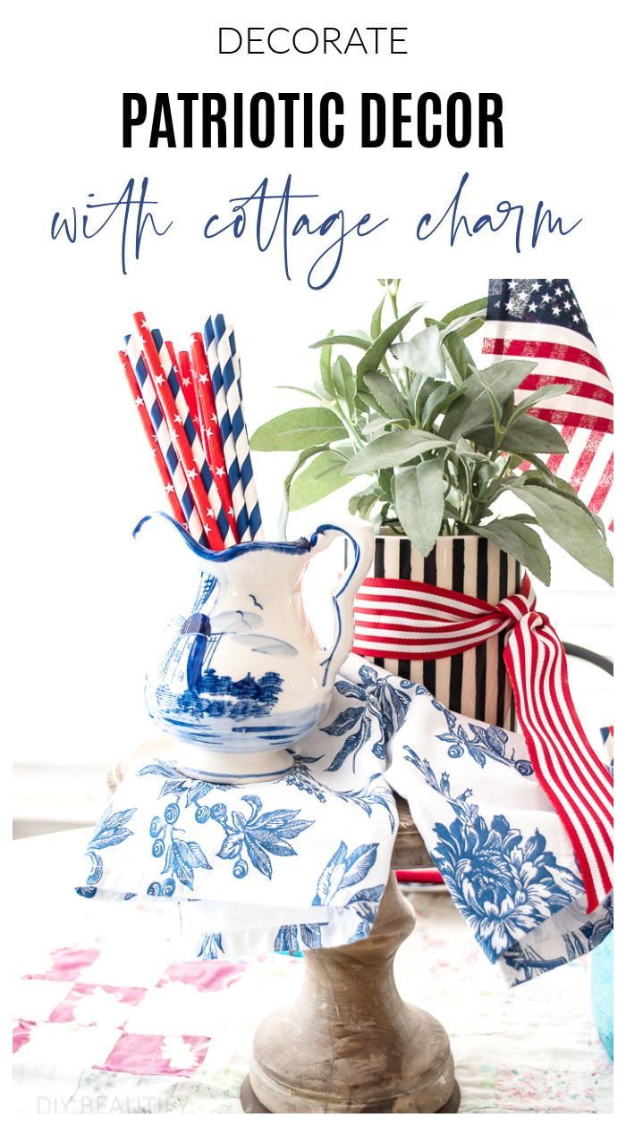 patriotic decor with red, white and blue accents