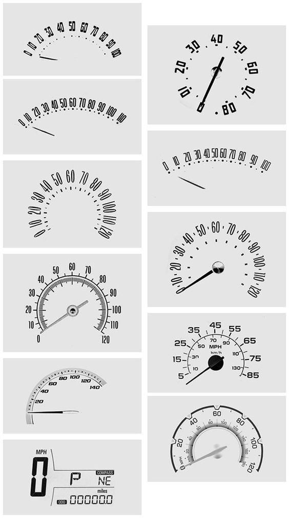 various gauges and dials are shown in black and white