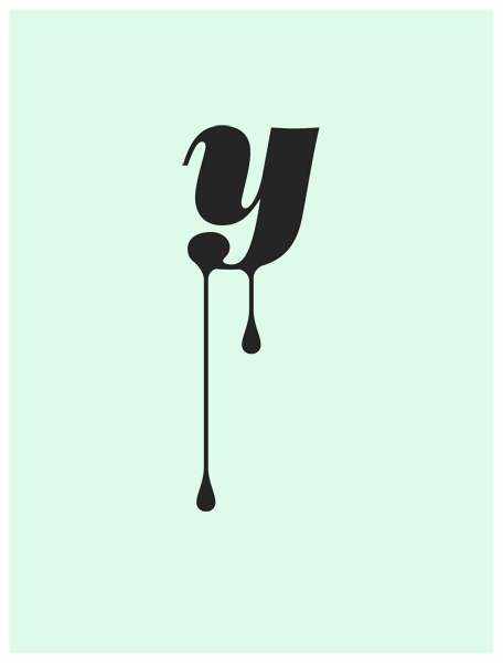 the letter y is dripping from a spoon