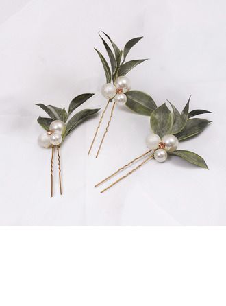 JJ's House Sets Hair Pins Leaf Bridal  Bridesmaid 5.12\"(Approx.13cm) Wedding (Set of 6) Hair Accessories 0.98\"(Approx.2.5cm) Alloy Hairpins Pearl Headpieces. #JJ's House #Sets #HairPins #Leaf #Bridal #Bridesmaid #Wedding #HairAccessories #Alloy #Hairpins #Pearl #Headpieces Green And Pearl Wedding, Pearl Headpiece Wedding, Head Decoration, Ruffle Beading, Pearl Headpiece, Rhinestone Hair Pin, Ruffle Wedding Dress, Pearl Hair Pins, Floral Headpiece