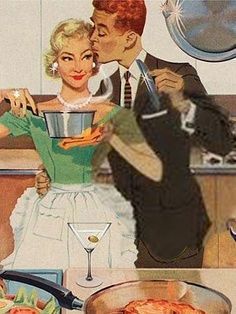 a man and woman are cooking together in the kitchen