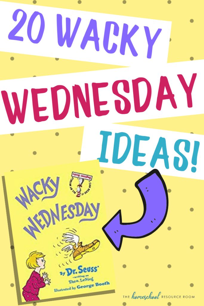 a book with the title 20 wacky wednesday ideas on it and an image of a cartoon