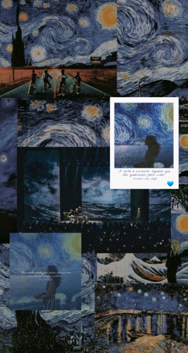 the starry night has been altered to look like it is painting