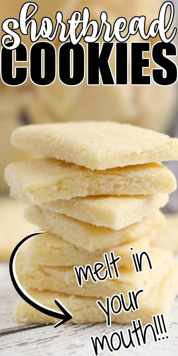 a stack of shortbread cookies sitting on top of a wooden table