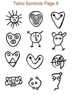 various faces drawn in black and white with the words'tato symbols page 8 '