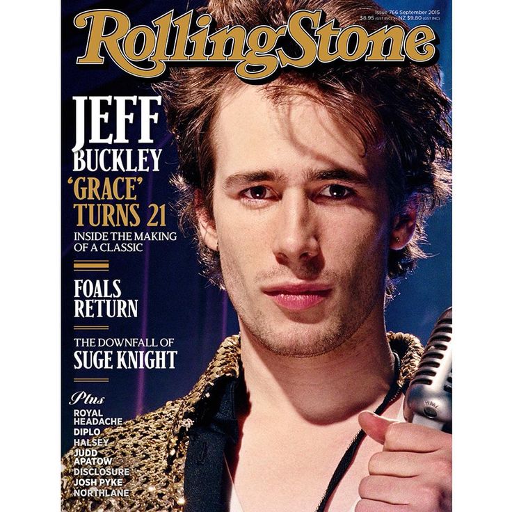 a young man holding a microphone on the cover of rolling stone magazine