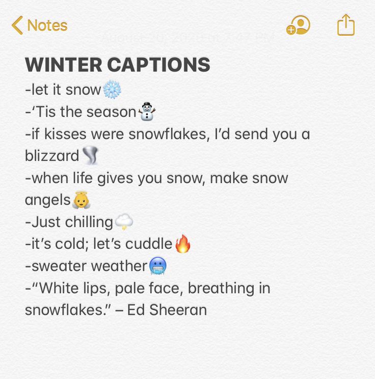 a text message with the words winter captions written in different font styles and colors