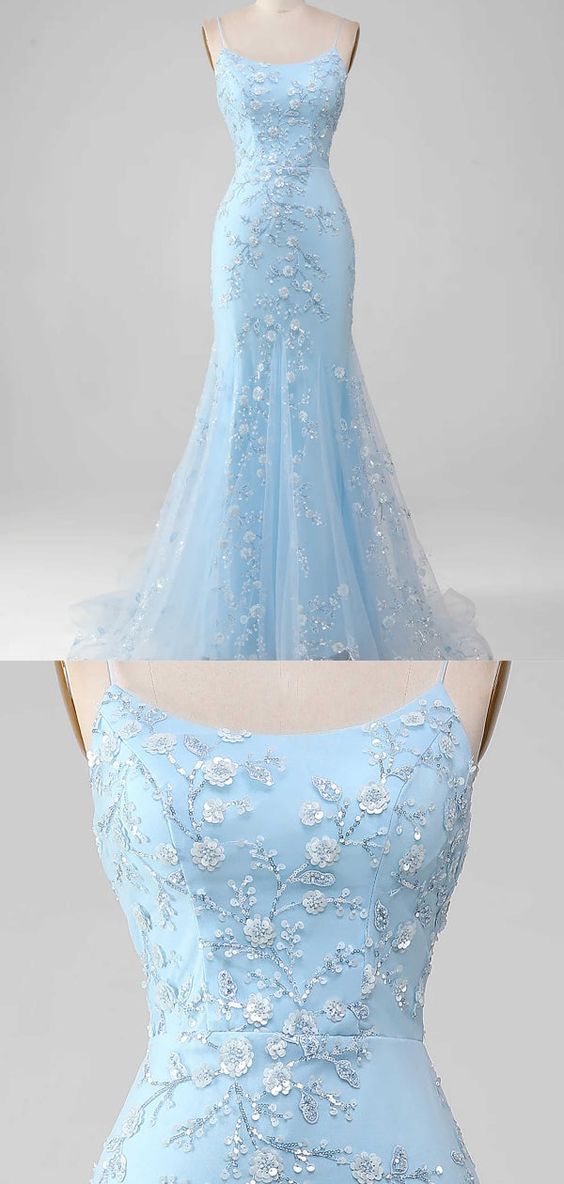 Summer Prom Dresses, Light Blue Prom, Floral Prom Dress, Prom Dresses Long Blue, Light Blue Prom Dress, Blue Prom Dress, Deb Dresses, Stunning Prom Dresses, Blue Mermaid