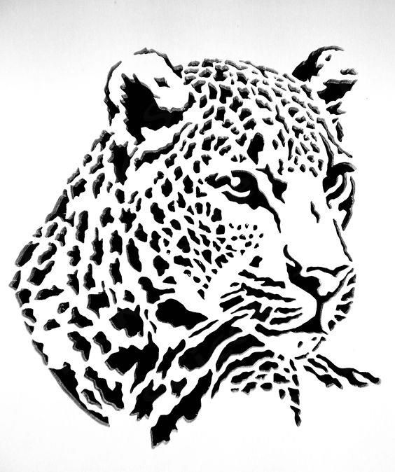 a black and white drawing of a cheetah