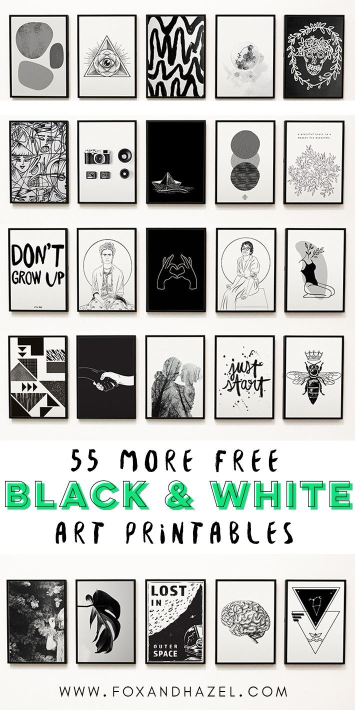 black and white art printables with the words 5 more free black and white art printables