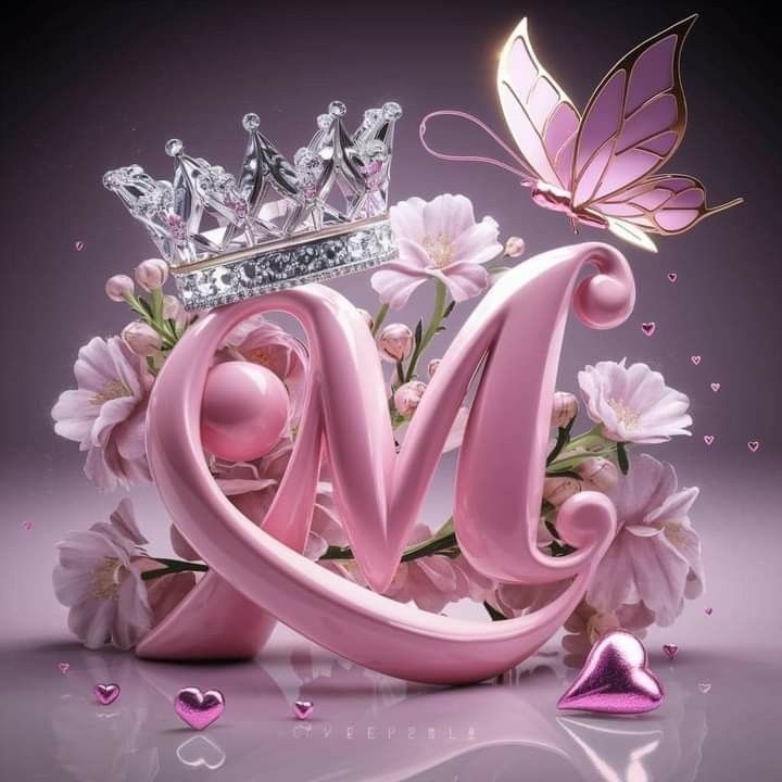 the word love is made up of pink flowers and a tiara on top of it