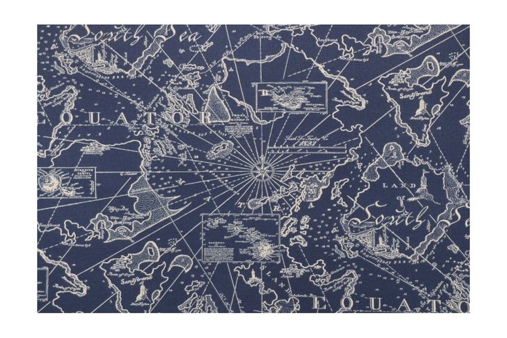 a blue and white fabric with maps on it