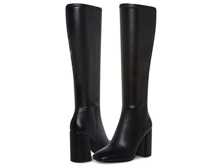 Steve Madden Ally Boot - Women's Boots : Black Leather : Complement your chic fall-ready wardrobe in the Steve Madden Ally Boot. Inside zipper closure. Round toe silhouette. Knee-high length. Covered block heel. Leather upper. Textile and synthetic lining. Synthetic insole. Synthetic outsole. Imported. Measurements: Heel Height: 4 in Circumference: 15 in Shaft: 14 3 4 in Product measurements were taken using size 7, width M. Please note that measurements may vary by size. Weight of footwear is b Formal Boots With Zipper Closure And Block Heel, Formal Block Heel Boots With Zipper Closure, Formal Block Heel Boots With Zipper, Formal Block Heeled Boots With Zipper, Trendy Boots With Block Heel And Zipper Closure, Synthetic Medium Width Block Heel Boots, Synthetic Medium Width Block Heeled Boots, Synthetic Heeled Boots For Work, Winter Knee-high Boots With Block Heel And Zipper