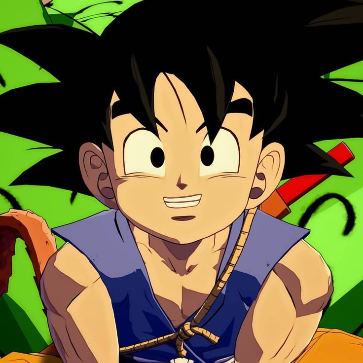 the young gohan is sitting in front of some plants