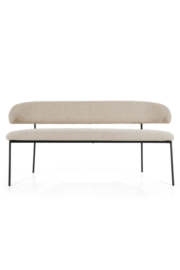 Minimalist Dining Bench | Eleonora Luka | Dutchfurniture.com Dining Room With Bench Seating, Modern Banquette, Dining Bench With Back, Restoration Hardware Look, Bench With Back, Dutch Furniture, Metal Bench, Colourful Living Room, Interior Design Concepts