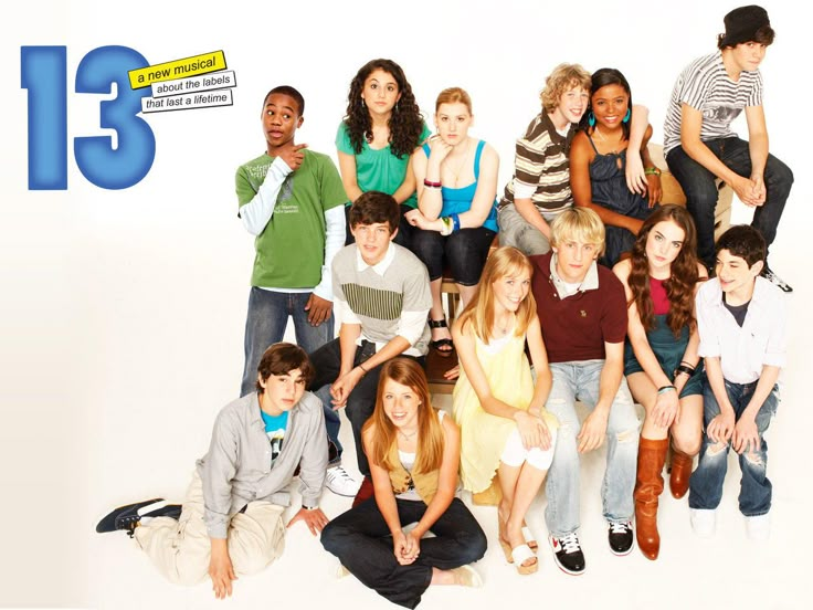 a group of young people posing for a photo with the number 13 in front of them