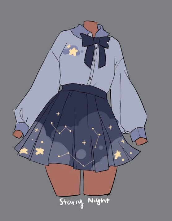 a girl wearing a skirt with stars on it and the words story night written below