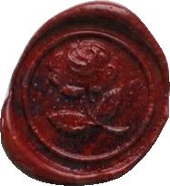 a wax seal with an image of a woman on it