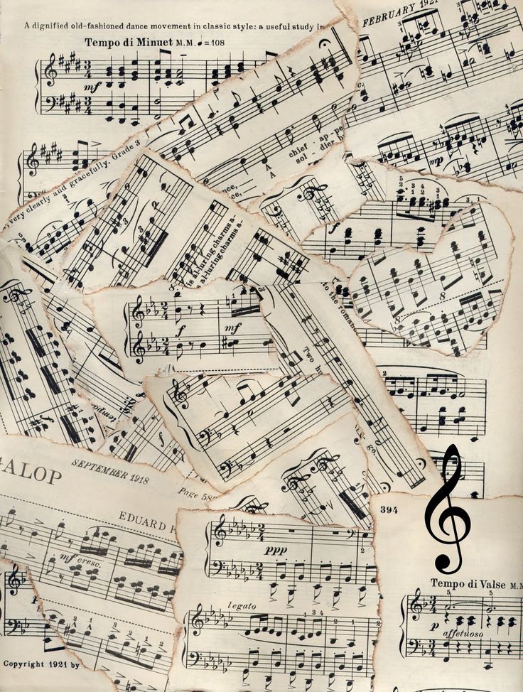 an old sheet music map with musical notes and trebles on it's sides