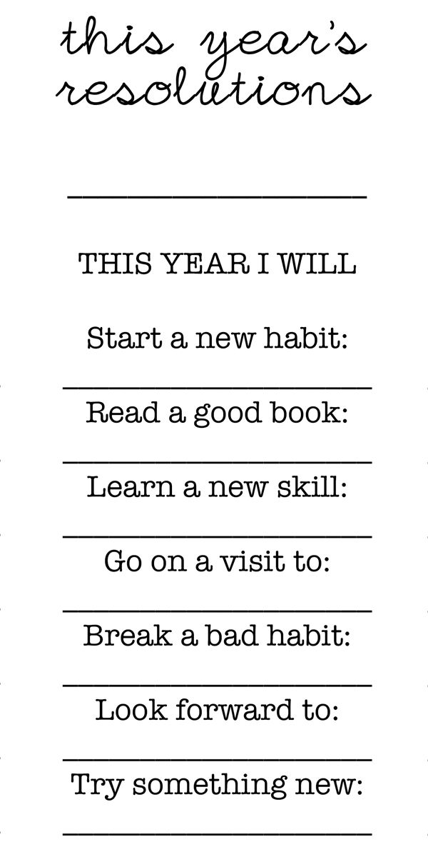 the new year's resolution is shown in black and white, with words above it