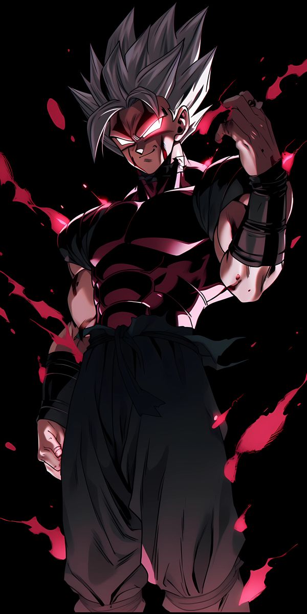 an anime character with black hair and red eyes, holding his fist up in the air