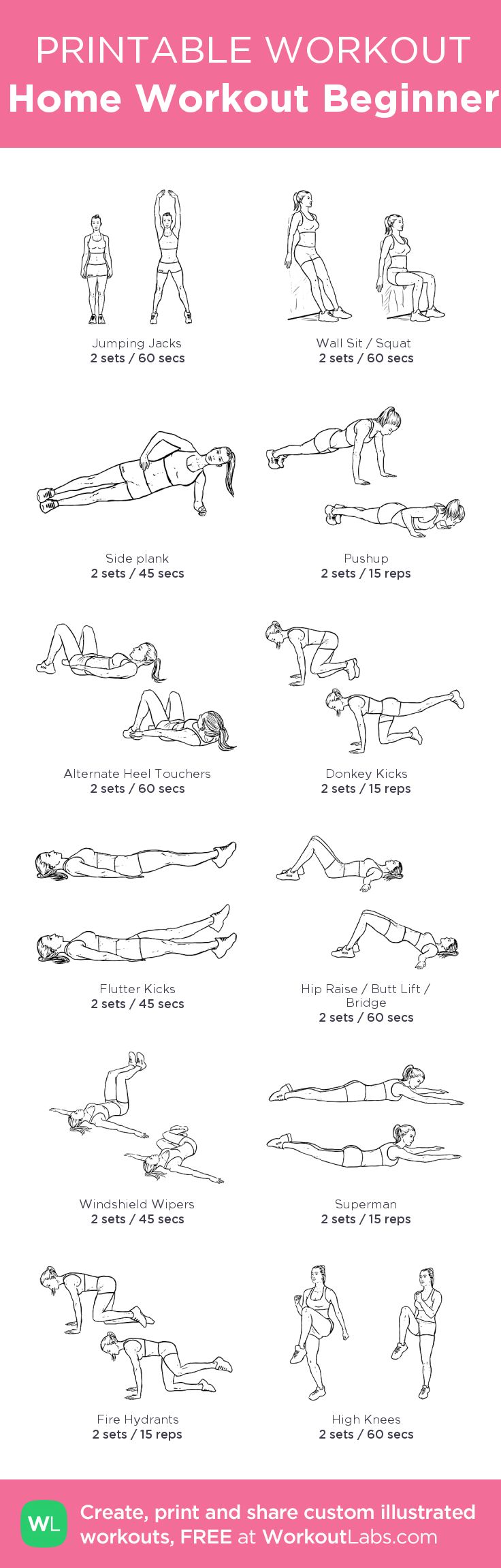 the printable workout poster shows how to do an exercise with your hands and feet