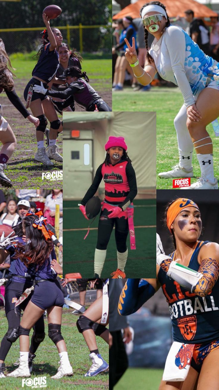 many different pictures of women in sports uniforms