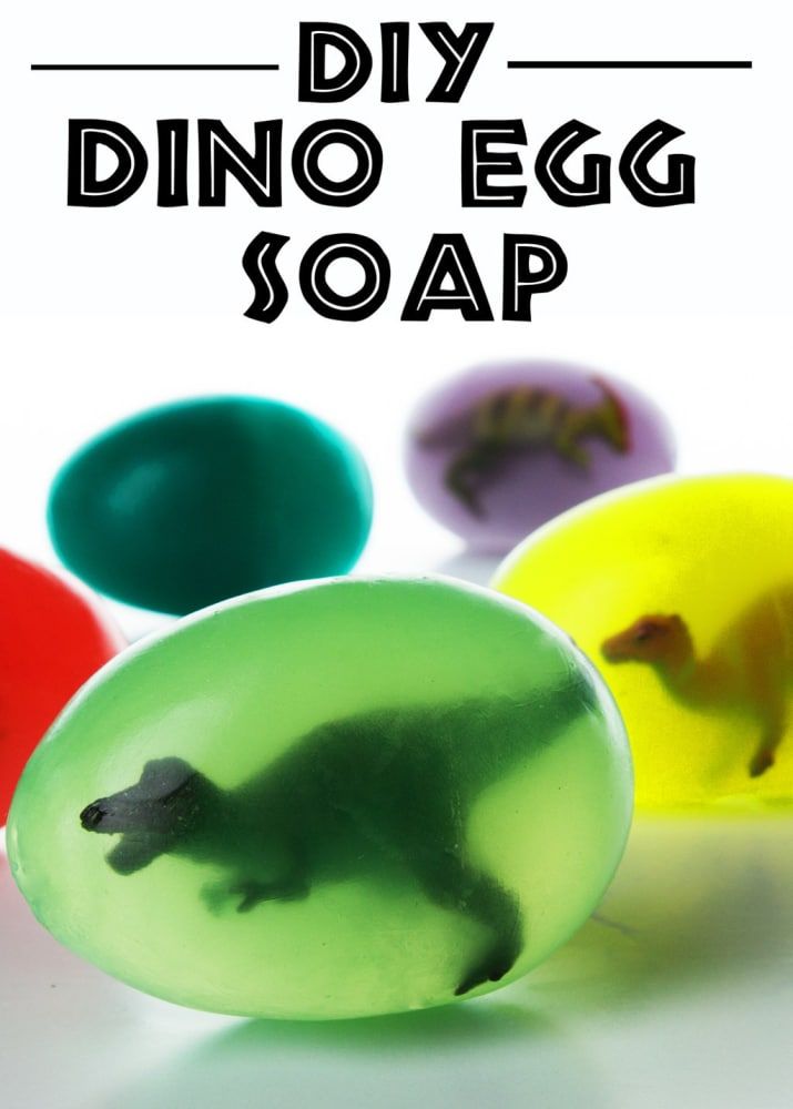 the diy dino egg soap is made from plastic eggs