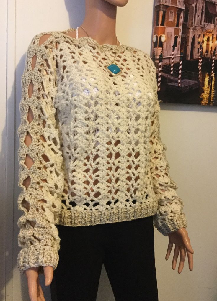 Hand made crochet sweater, cooler weather , 100% acrylic , made to order in your size and color Cozy Cream Crochet Sweater, Spring Crochet Acrylic Sweater, Spring Acrylic Crochet Sweater, Handmade Casual Fall Tops, Cozy Knitted Crochet Top For Fall, Cozy Crochet Top For Fall, Fitted Knitted Bohemian Sweater, Casual Handmade Crochet Top For Fall, Handmade One Size Acrylic Sweater