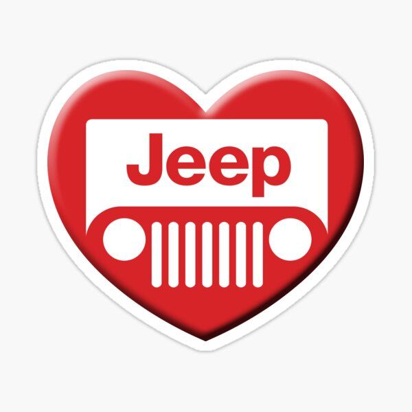 a heart shaped jeep sticker with the word jeep on it