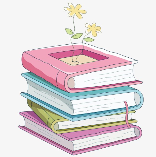 a stack of books with a plant growing out of one book, transparent png