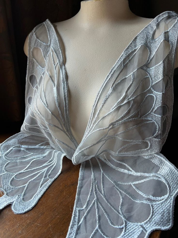 "These butterfly wings are so gorgeous! Several colors, these ones are GRAY and would make such a stunning costume! * 24\" long overall, each wing is just over 9\" across at the widest point. We also have two other sizes in the black ones. Posting the listings shortly. Find all of our butterflies here, make sure to check the second page: https://www.etsy.com/shop/MaryNotMartha?ref=seller-platform-mcnav&search_query=butterfly More lace, stretch lace, appliques, flowers, leaves and other lovelies Butterfly Wing Dress, Grey Butterfly, Blue Butterfly Wings, Oc Fashion, Fairy Costumes, Butterfly Costume, Butterfly Fashion, Blue Fairy, Lyrical Dance