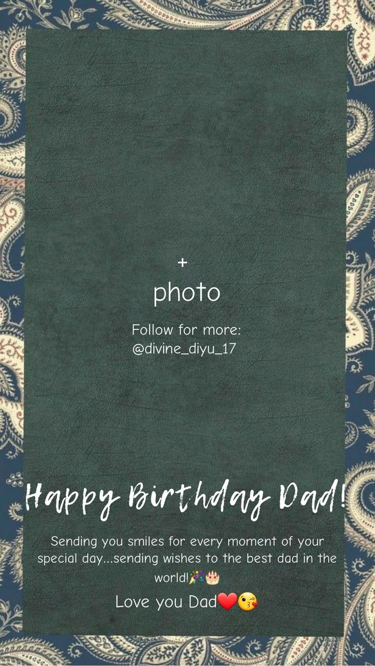 a happy birthday card with an image of a paisley pattern and the words photo on it