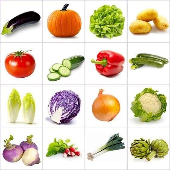 many different types of vegetables are shown here