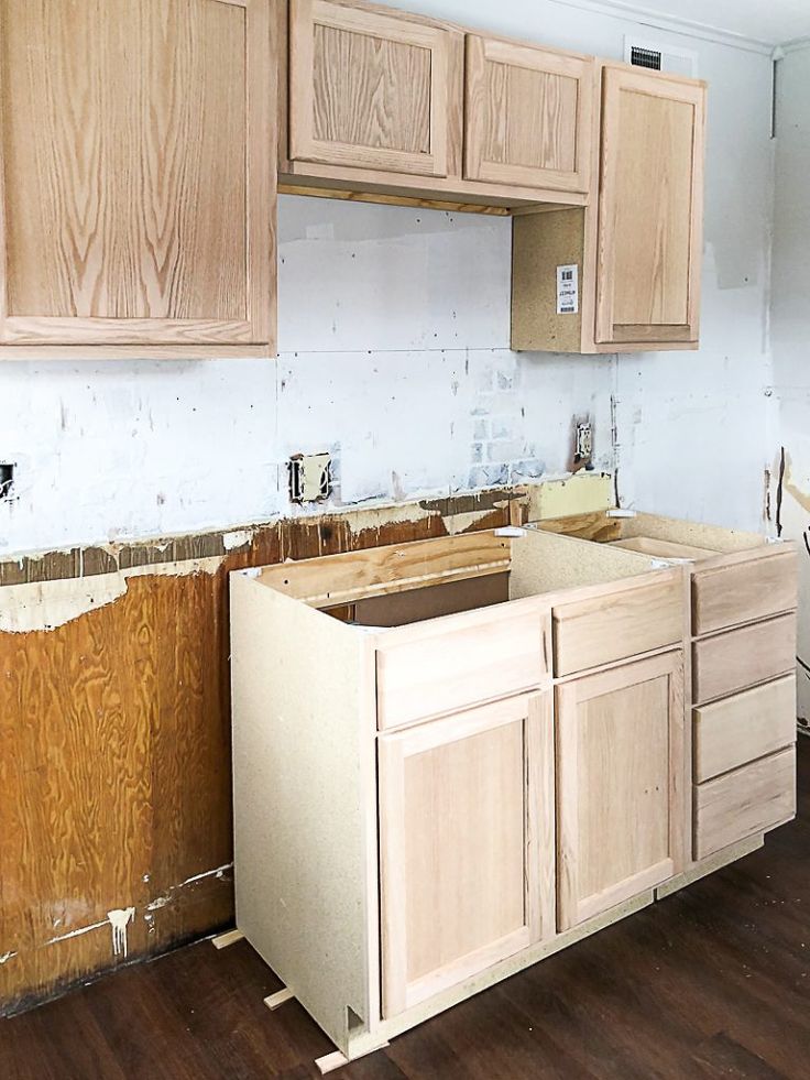 the kitchen cabinets are being remodeled in preparation for remodeling