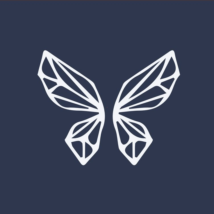 a white butterfly icon on a dark blue background with the words,'i love butterflies '