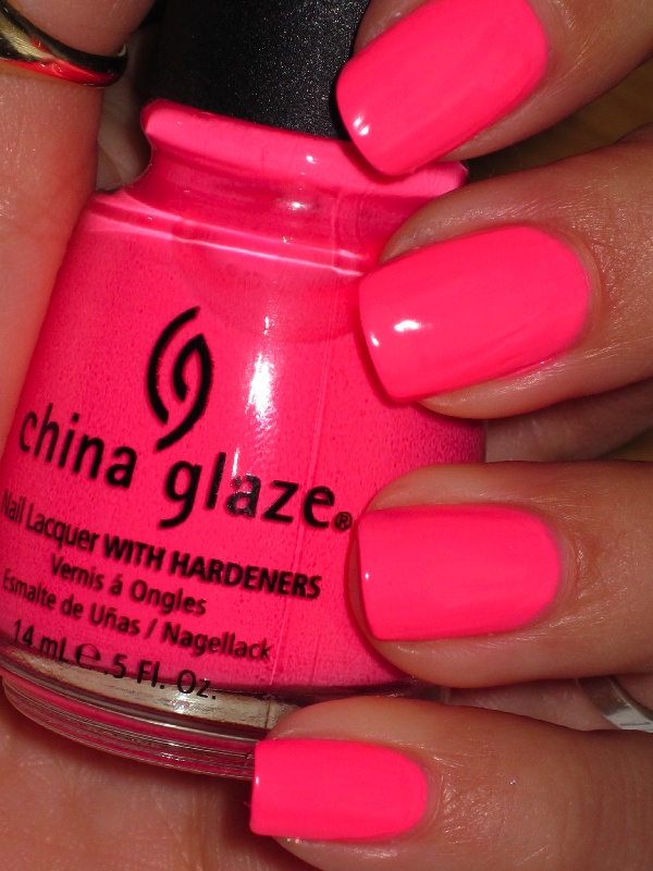 China Glaze in "Shocking Pink" ❤ Neon Pink Nail Polish, Neon Pink Nails, Neon Nail Polish, China Glaze Nail Polish, Colorful Nails, Shocking Pink, Pink Nail Polish, Pink Nail, Summer Nails Colors